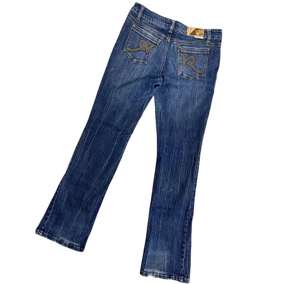 Rocawear Vintage Jeans Womens 11 32X32 Blue Bootcut Stretch Embroidered Street - Picture 2 of 14